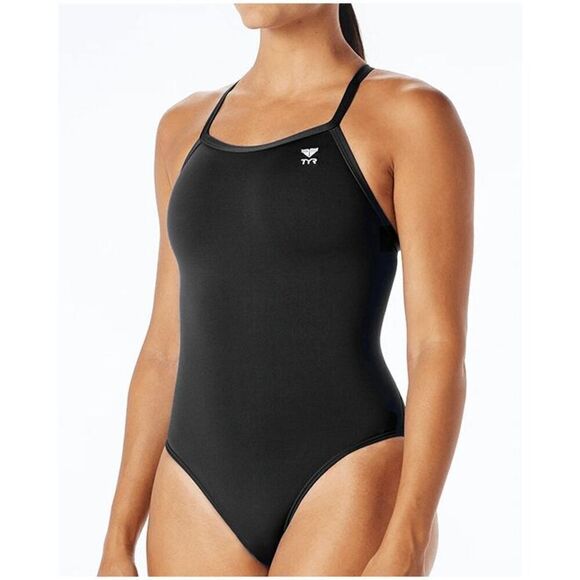 TYR Durafast One® Women's Size M Diamondfit Swimsuit - Solid Black - Picture 1 of 6